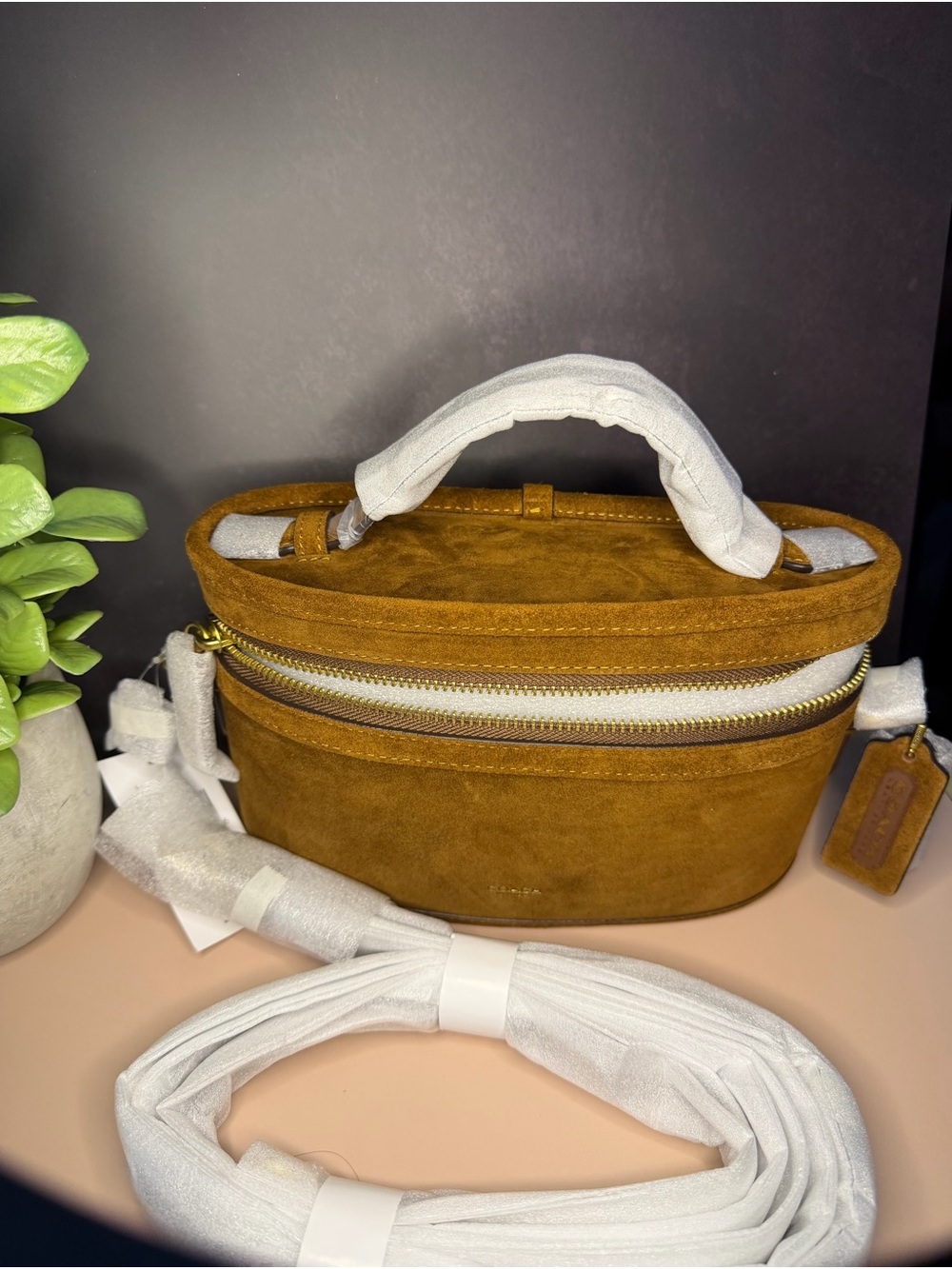 Coach Suede Top-Handle Trailbag Brown
